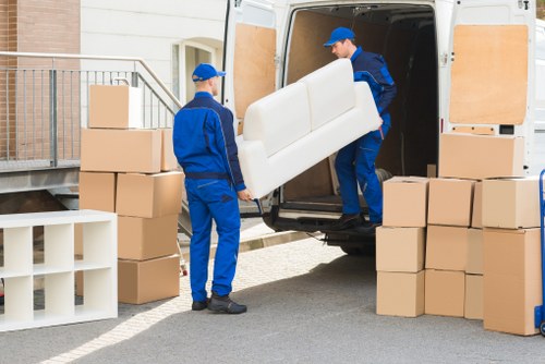 Furniture and boxes being handled for a Rainham property move