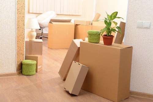 Boxes and furniture prepared for a Rainham removal